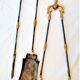 CHIMNEY ACCESSORY : CLAMP / SHOVEL / PICK in iron and brass 1 set of 3 pieces
