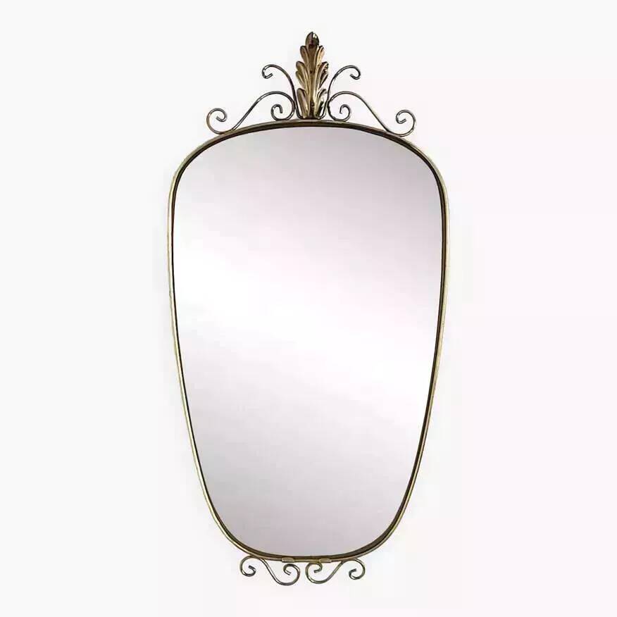 50s-60s freeform rearview mirror on brass frame