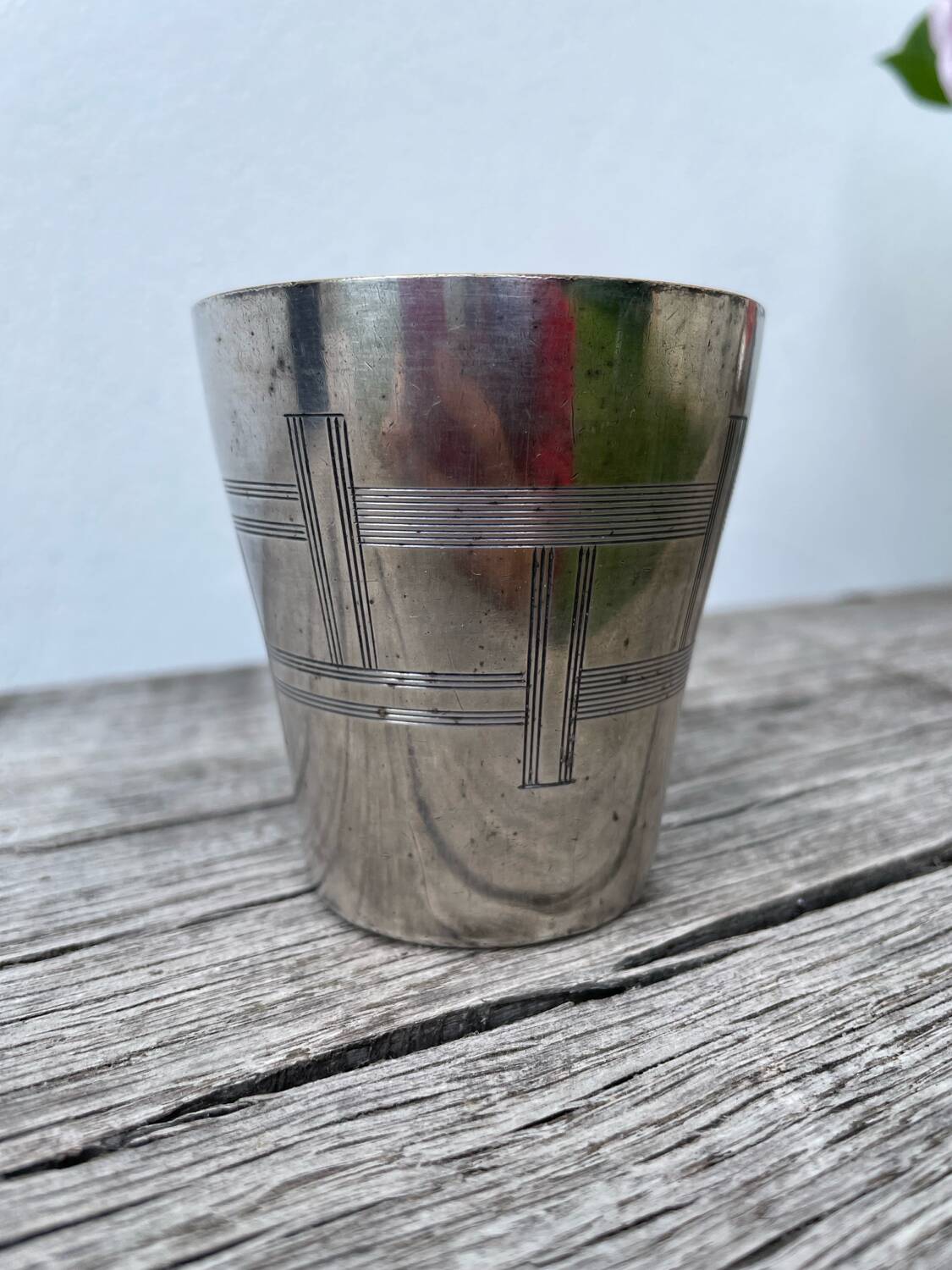 Timbale verre argenté art déco