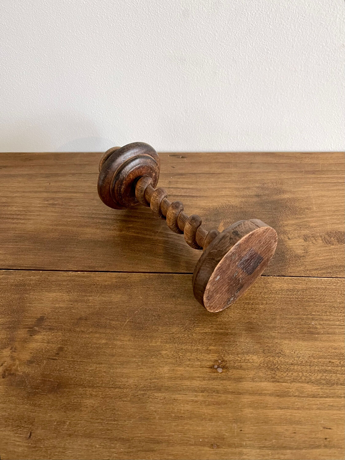 Twisted wooden candle holder