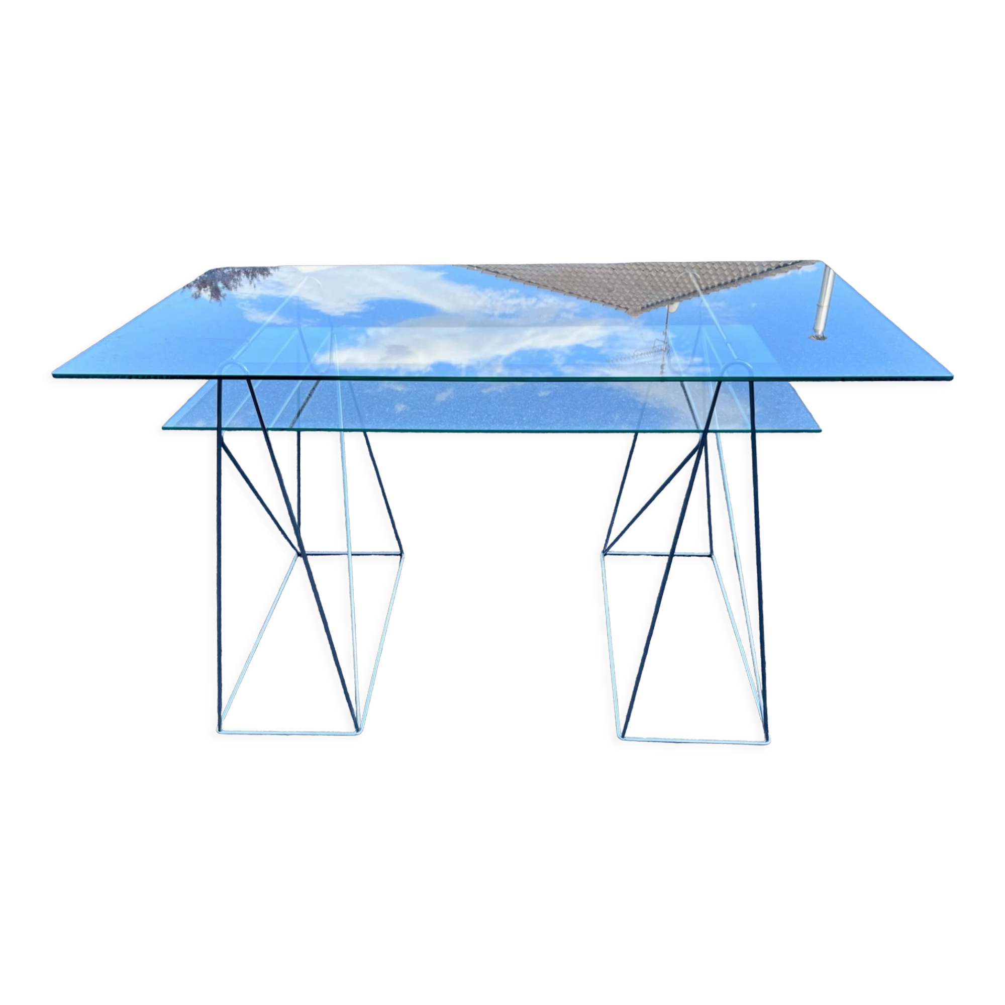 bureau chrome et verre