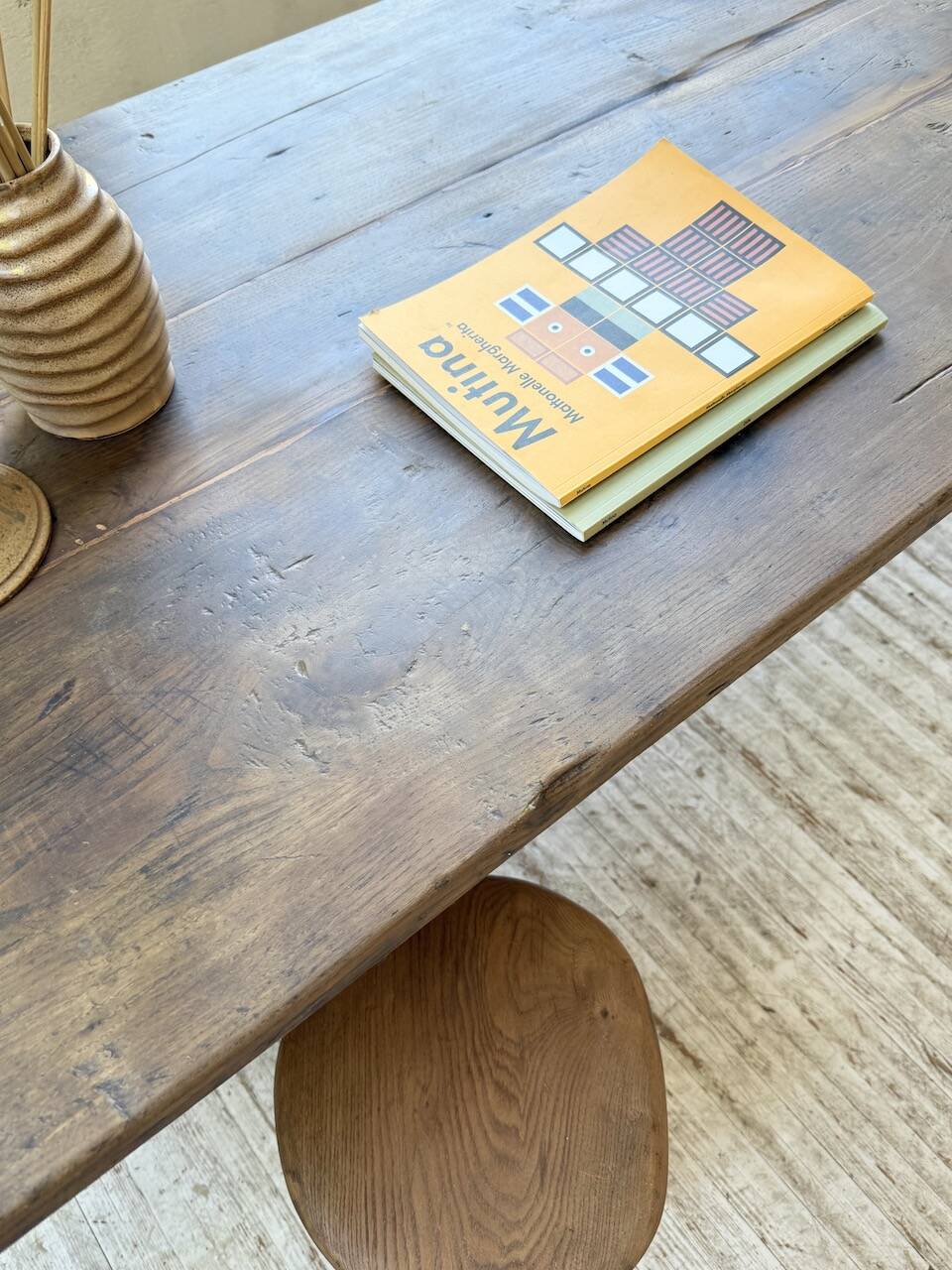 1950s oak farmhouse table with spindle legs