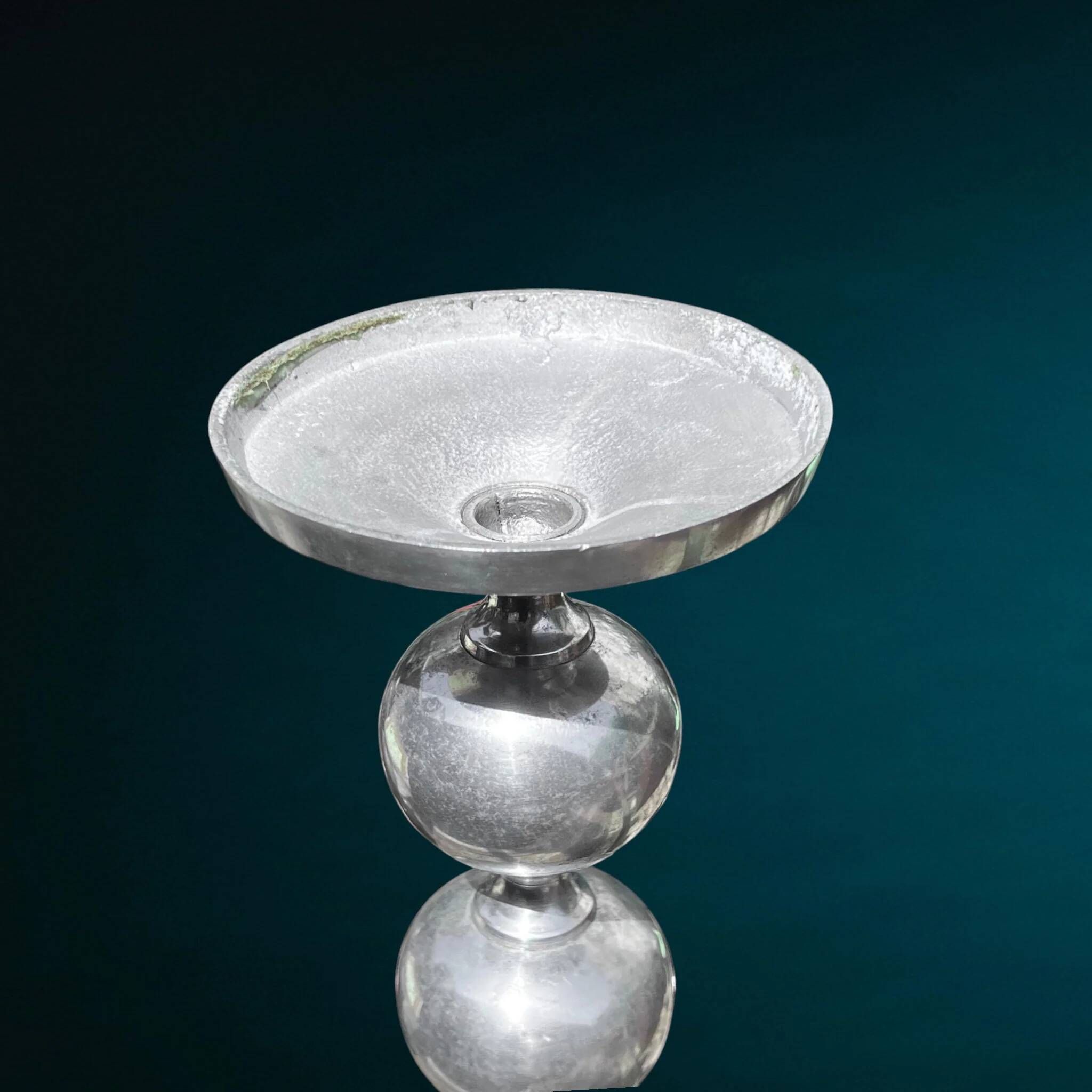 Space Age candlestick in cast aluminium with stacked balls – 1970s
