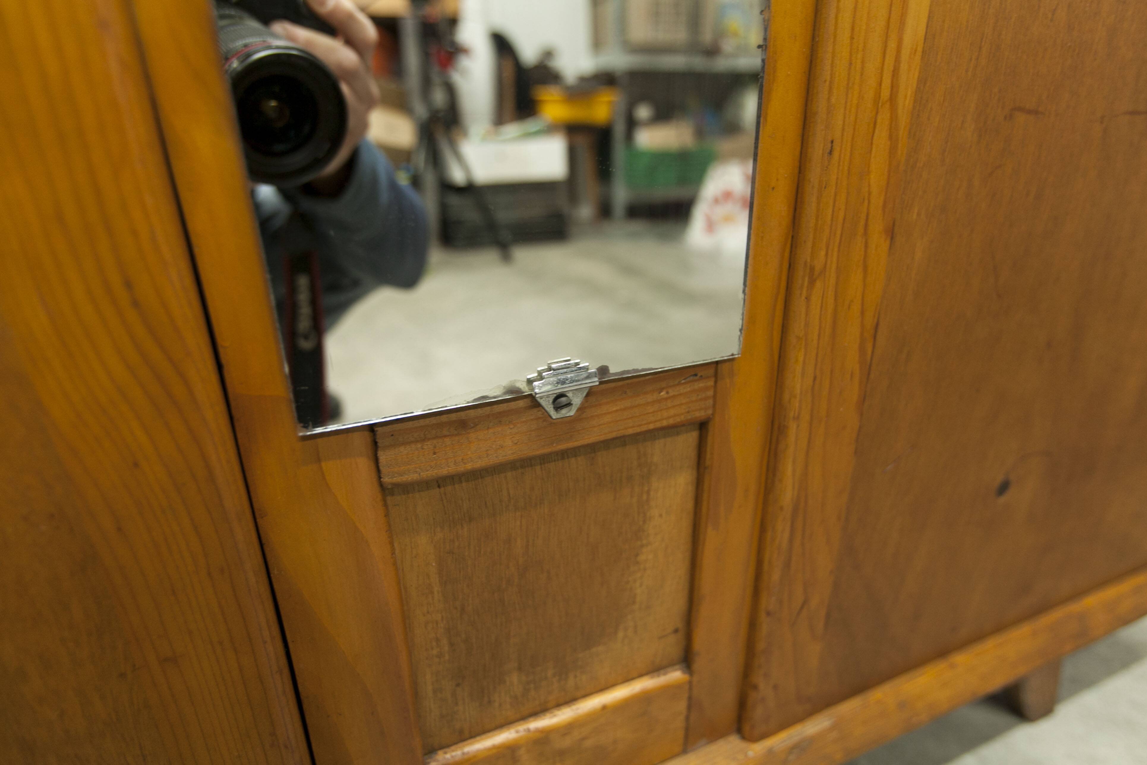 1950s Parisian wardrobe with mirror, 135 x 19 cm