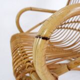 Italian Bamboo Armchair in the style of Tito Agnoli for Bonacina, 1960s