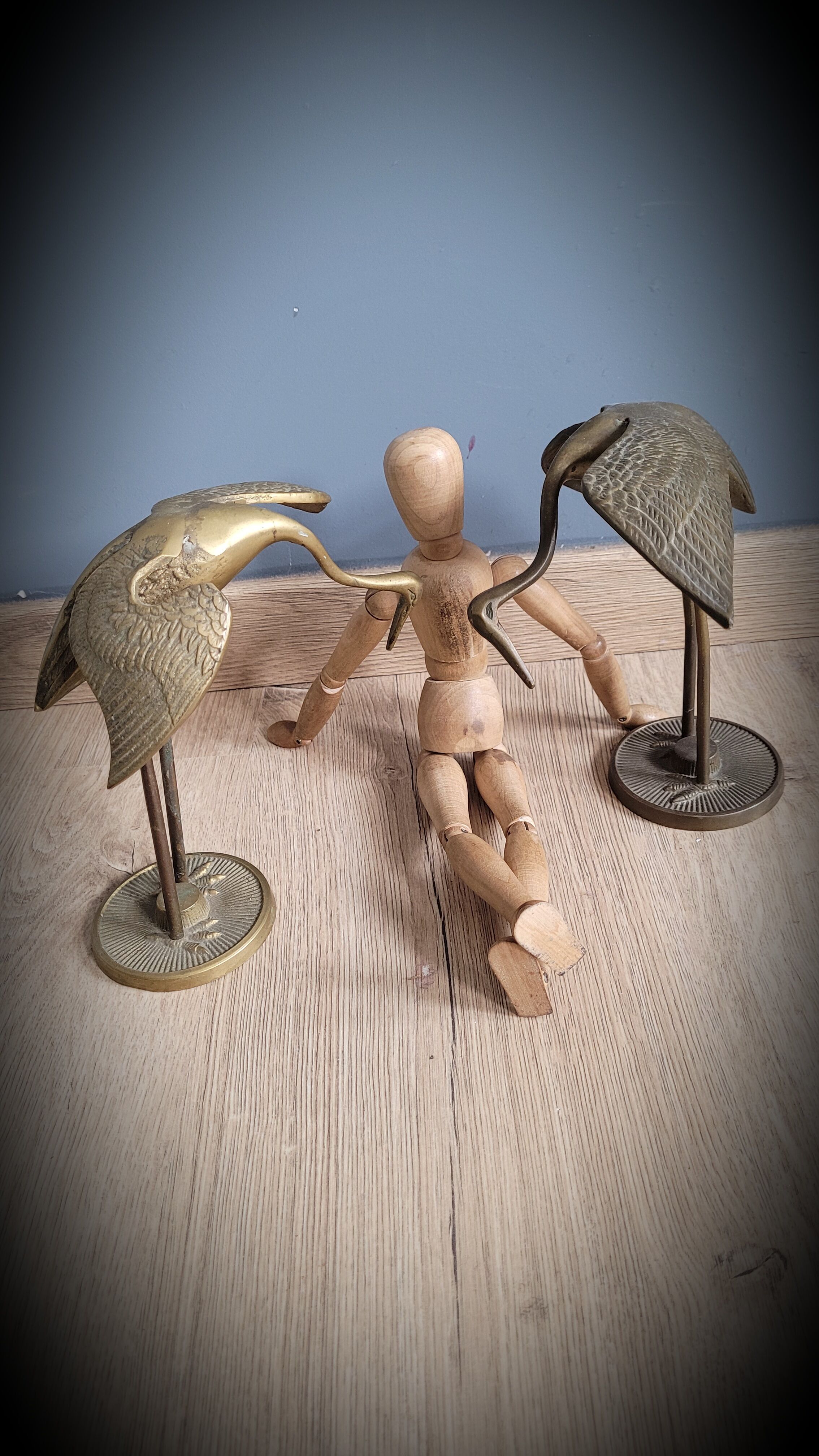 Duo herons brass wings