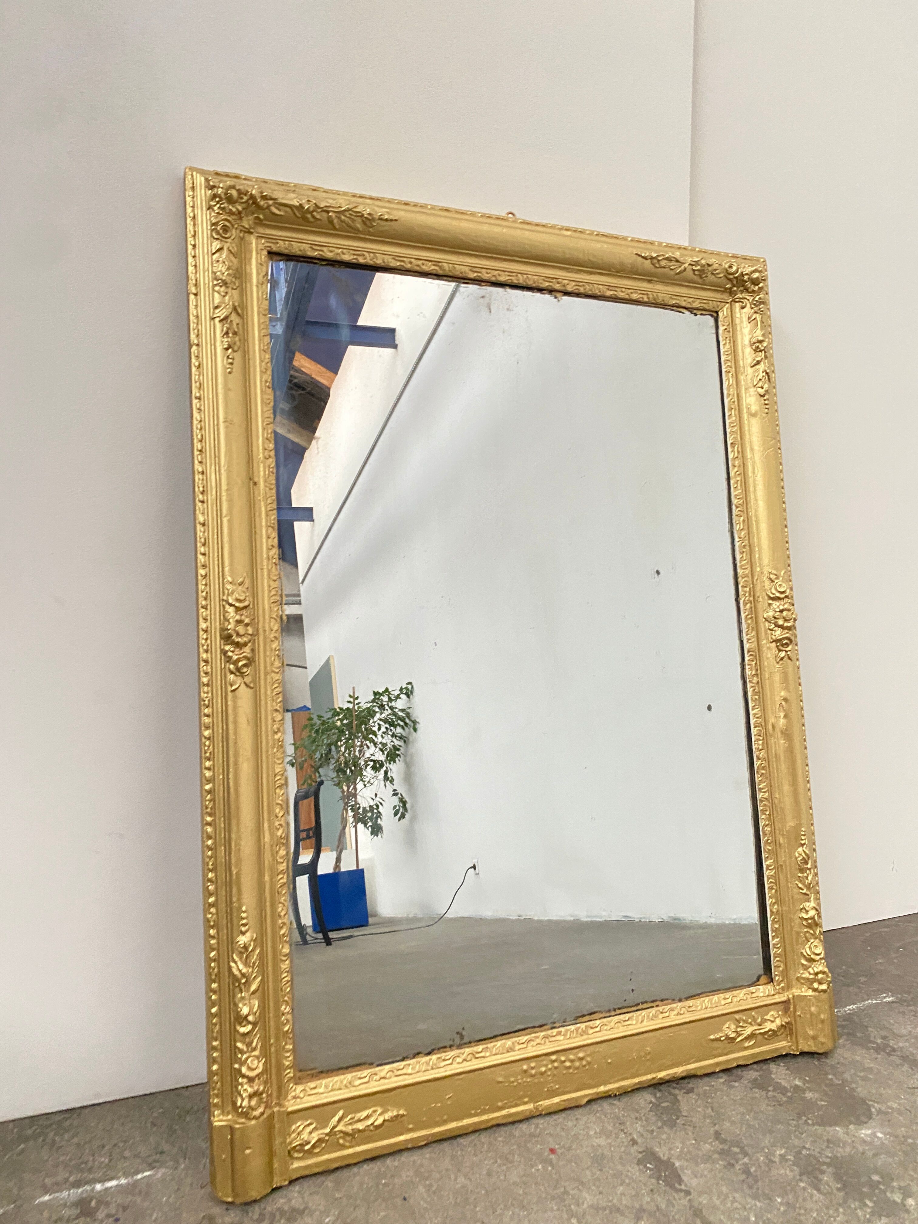 Wooden Stucco and Gilded Mirror, Height 115cm, 19th Century, France