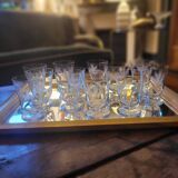 Set of 12 engraved stem glasses with ear of corn pattern from the 60s.