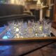 Set of 12 engraved stem glasses with ear of corn pattern from the 60s.