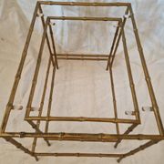 Pair of vintage nesting tables in faux bamboo with a gold finish – distressed mirrors