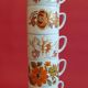 5 cups vintage mugs décor flowers orange Monopoli