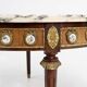 French coffee table with pink marble top and Limoges plaques, ca. 1950