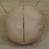 Moroccan pouf in beige leather