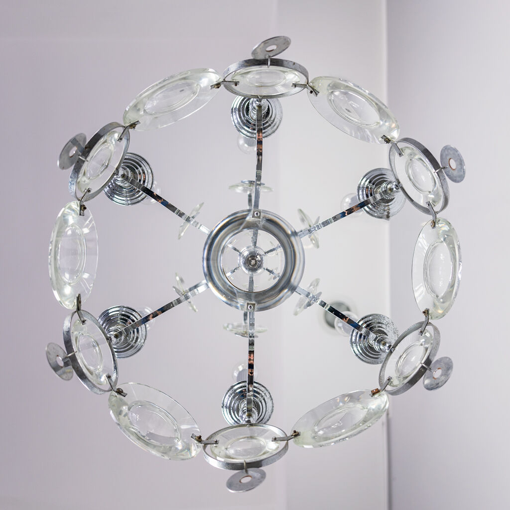 7-light torlasco steel chandelier from the vintage 70s vintage modern