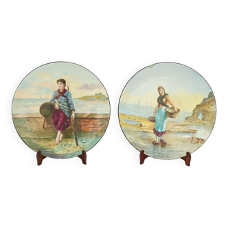 Pair of painted dishes