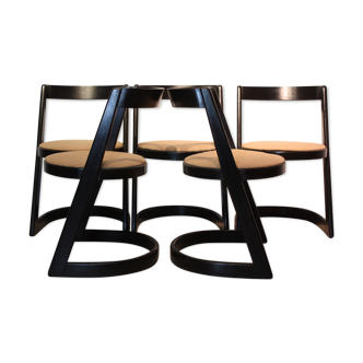 5 chairs barrel Baumann vintage 1960