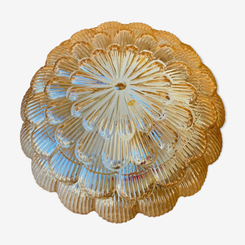 Vintage amber molded glass ceiling light.