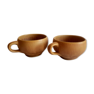 Lot de 2 tasses en grès émaillé Rhodaceram vintage