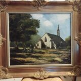 Old painting with frame - Church