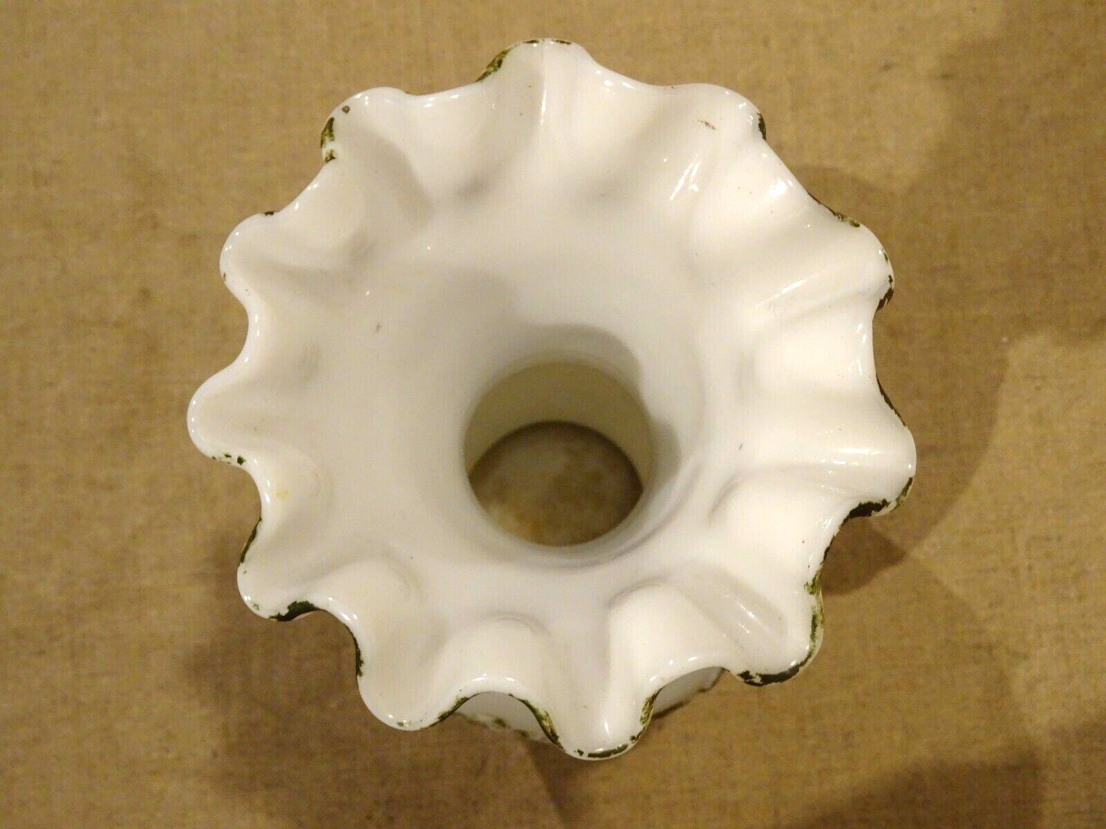 Old white opaline vase decorated with thistles in painted relief 23.6 cm high