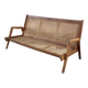 Cane-seated teak bench