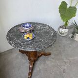 Empire walnut and marble pedestal table, late 19th century