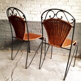 6 chaises rotin fer forgé vintage