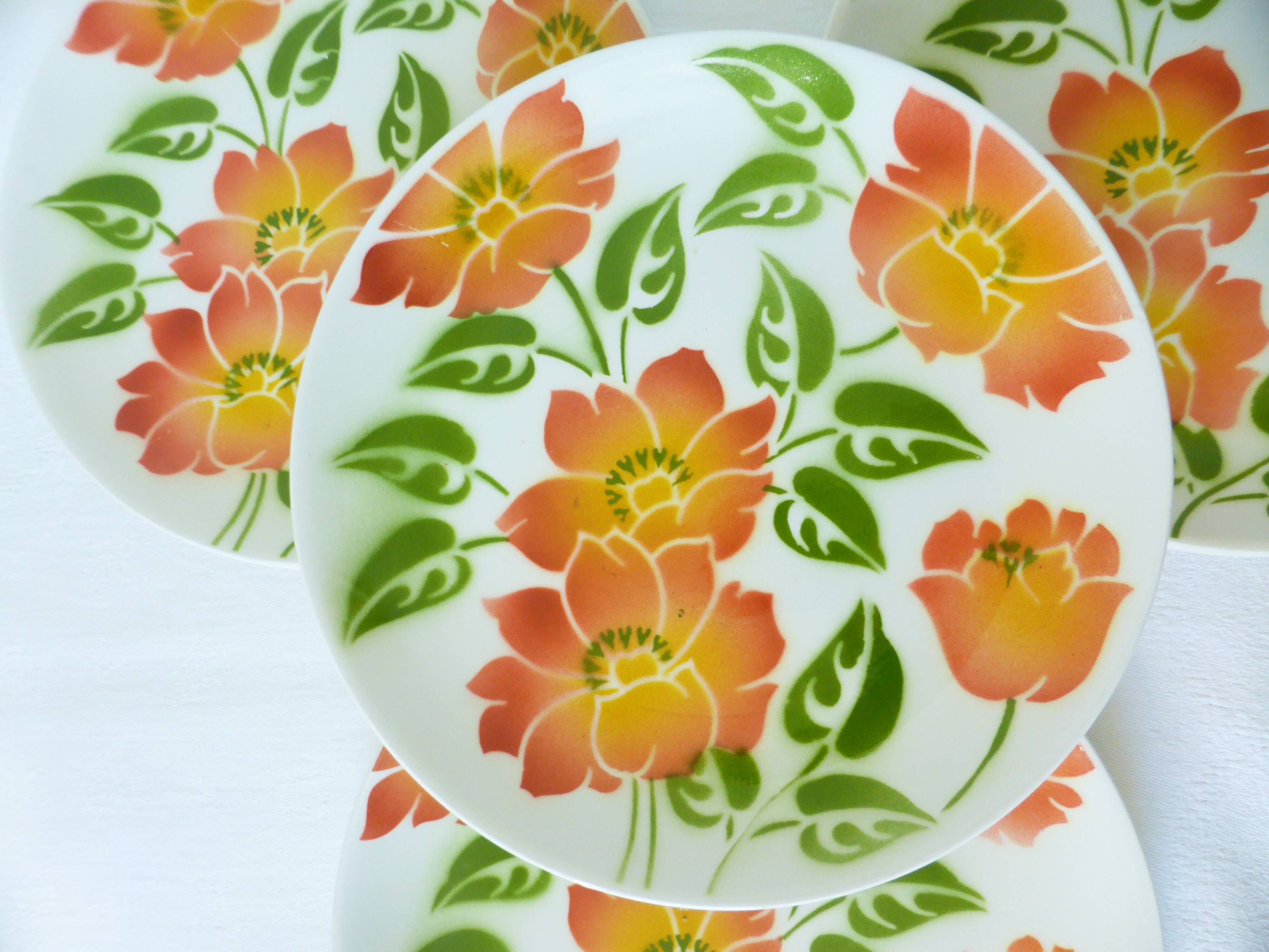 4 vintage dessert plates Moulin des Loups Orchies model Ontario 210677