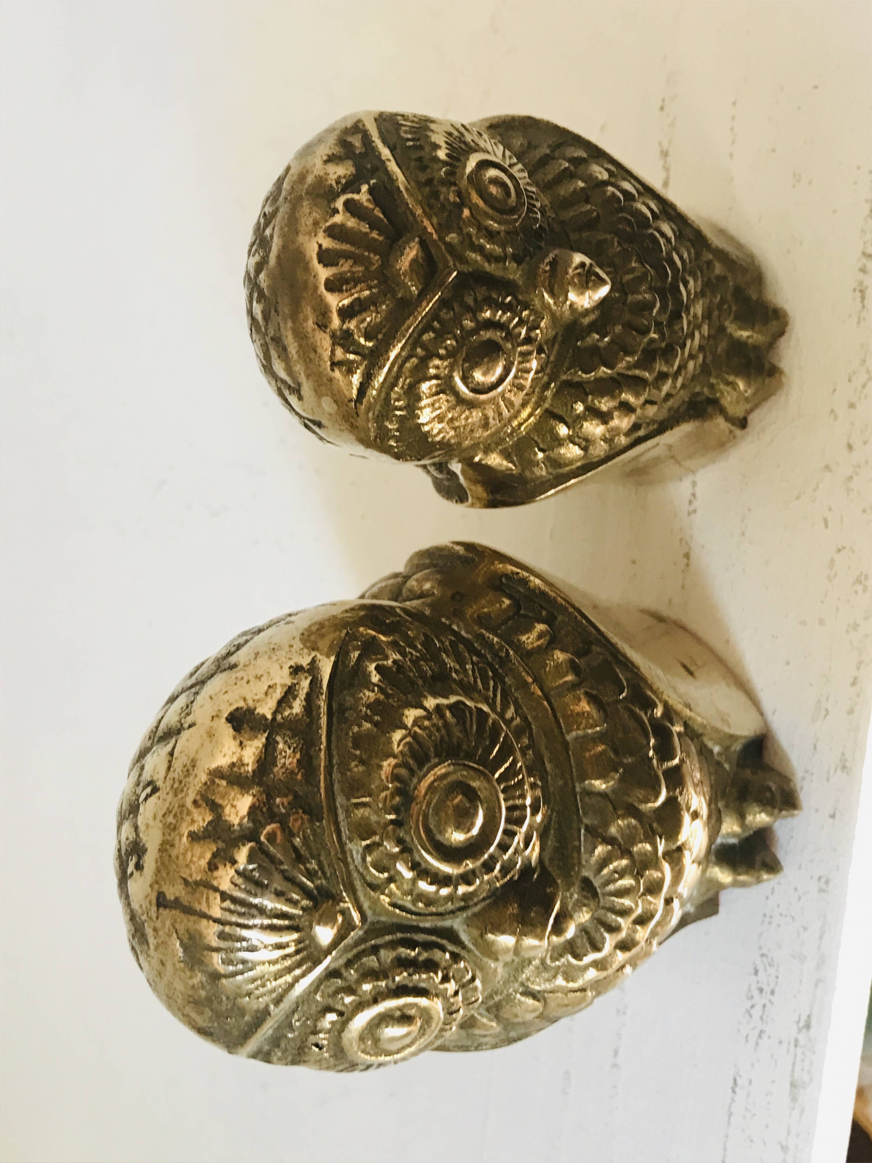 Couple de chouettes vintage en laiton
