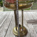Antique Centerpiece Fruit Bowl in Gilded Brass with Fine Chiseled Glass Bowl