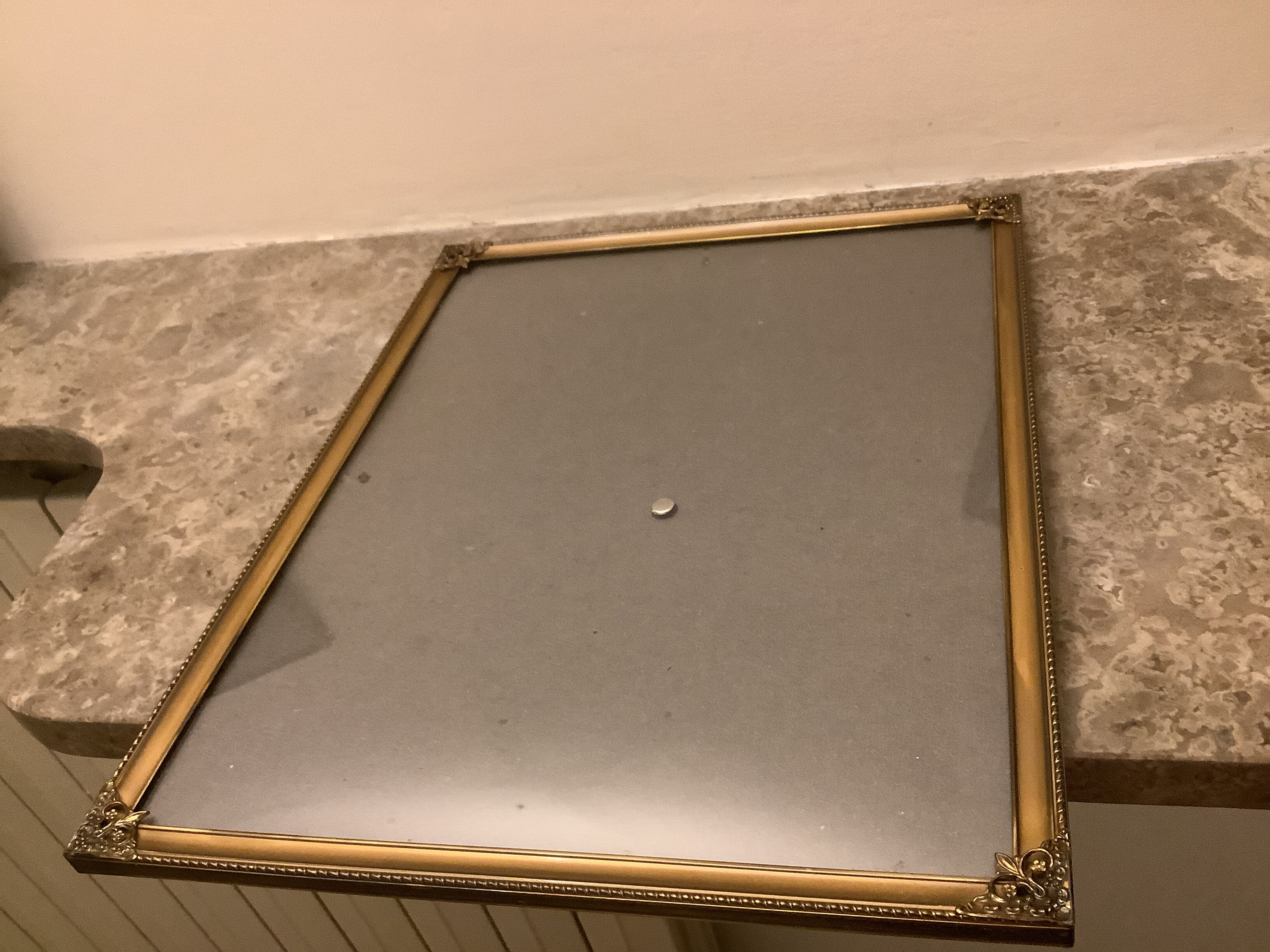 4 old large picture frames metal curved glass