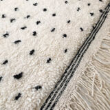 Moroccan Berber carpet Beni Ouarain ecru with black polka dots 223x160cm