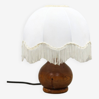 Lampe de table italienne vintage en bois et textile