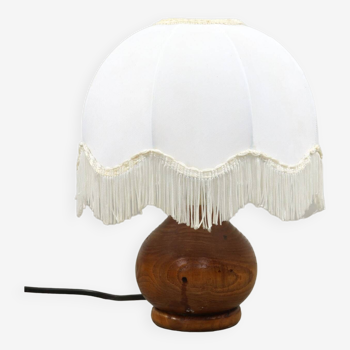 Vintage wood and textile italian table lamp