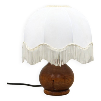 Lampe de table italienne vintage en bois et textile