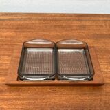 Plateau danois en teck du milieu du siècle avec verres de Lüthje Wood, lot de 3