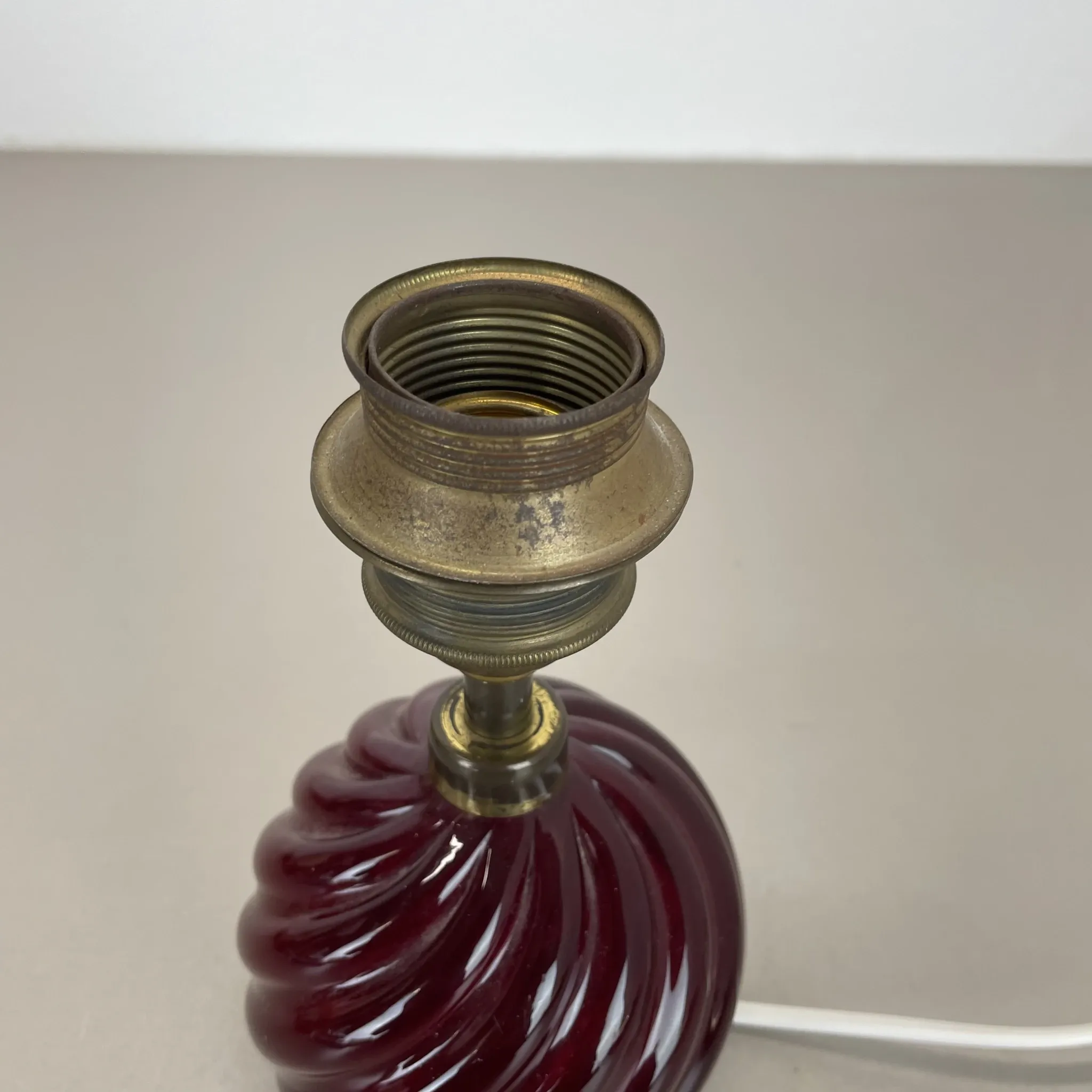 Unique Table Lamp Base made of Murano Glass with Red Ball, Barovier & Toso (attributed), Italy, 1960s