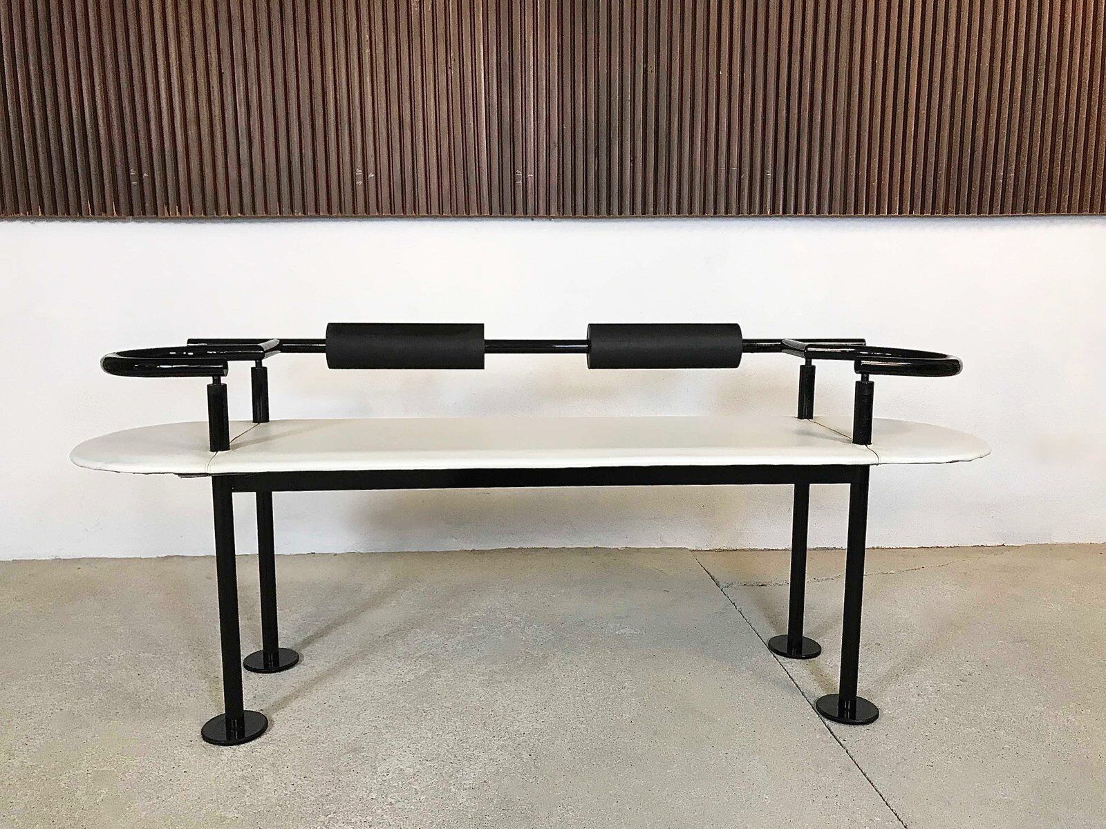 Postmodern Italian leather bench by Cy Mann for Polflex, 1980s