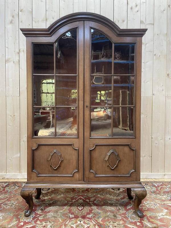 Bibliothèque Vitrine de style anglais en noyer 1900