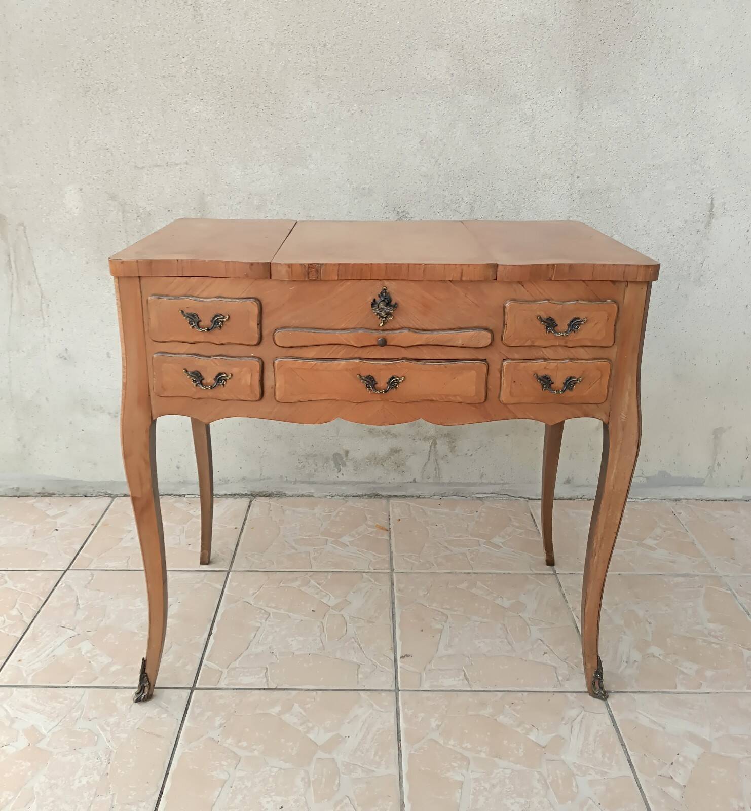 Louis XV style work table in walnut veneer