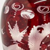 Vase en verre coupé à la main Egermann Ruby Red, Tchécoslovaquie, années 1940
