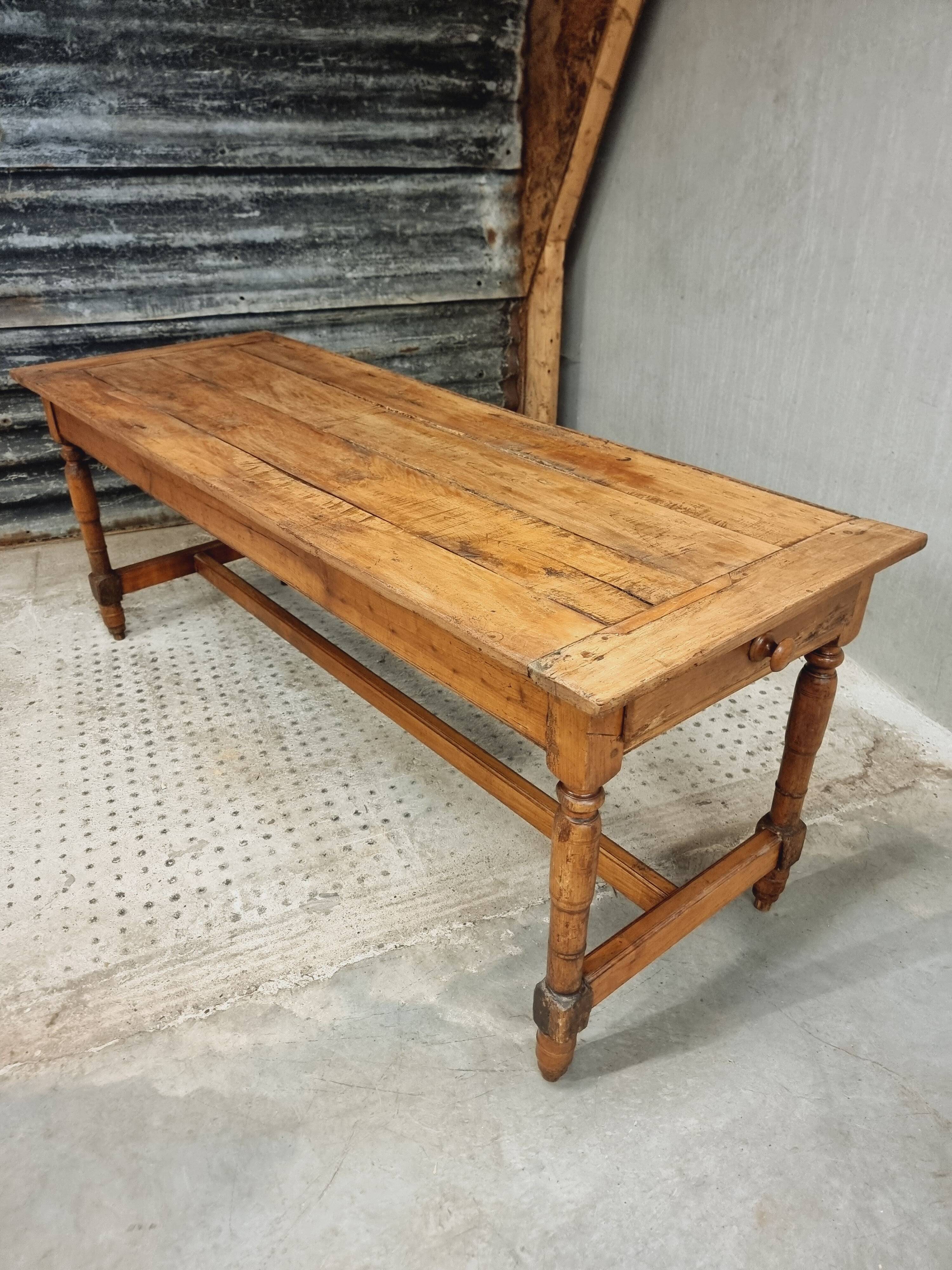 Antique French table farm dining table 19th century 73 x 201 cm