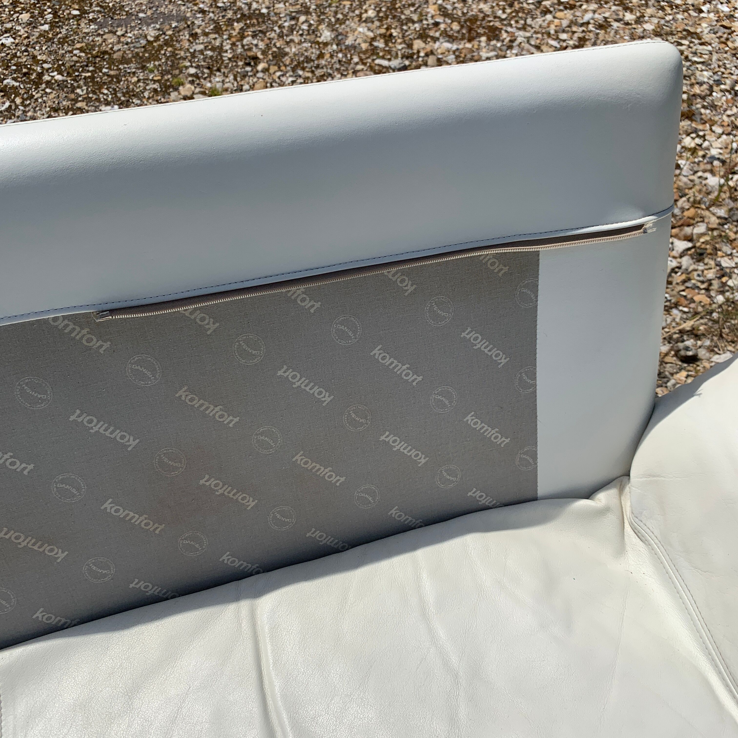 Danish Komfort white leather sofa