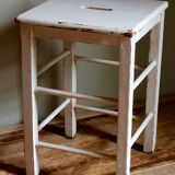 Workshop stool in vintage patinated solid wood