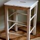 Workshop stool in vintage patinated solid wood