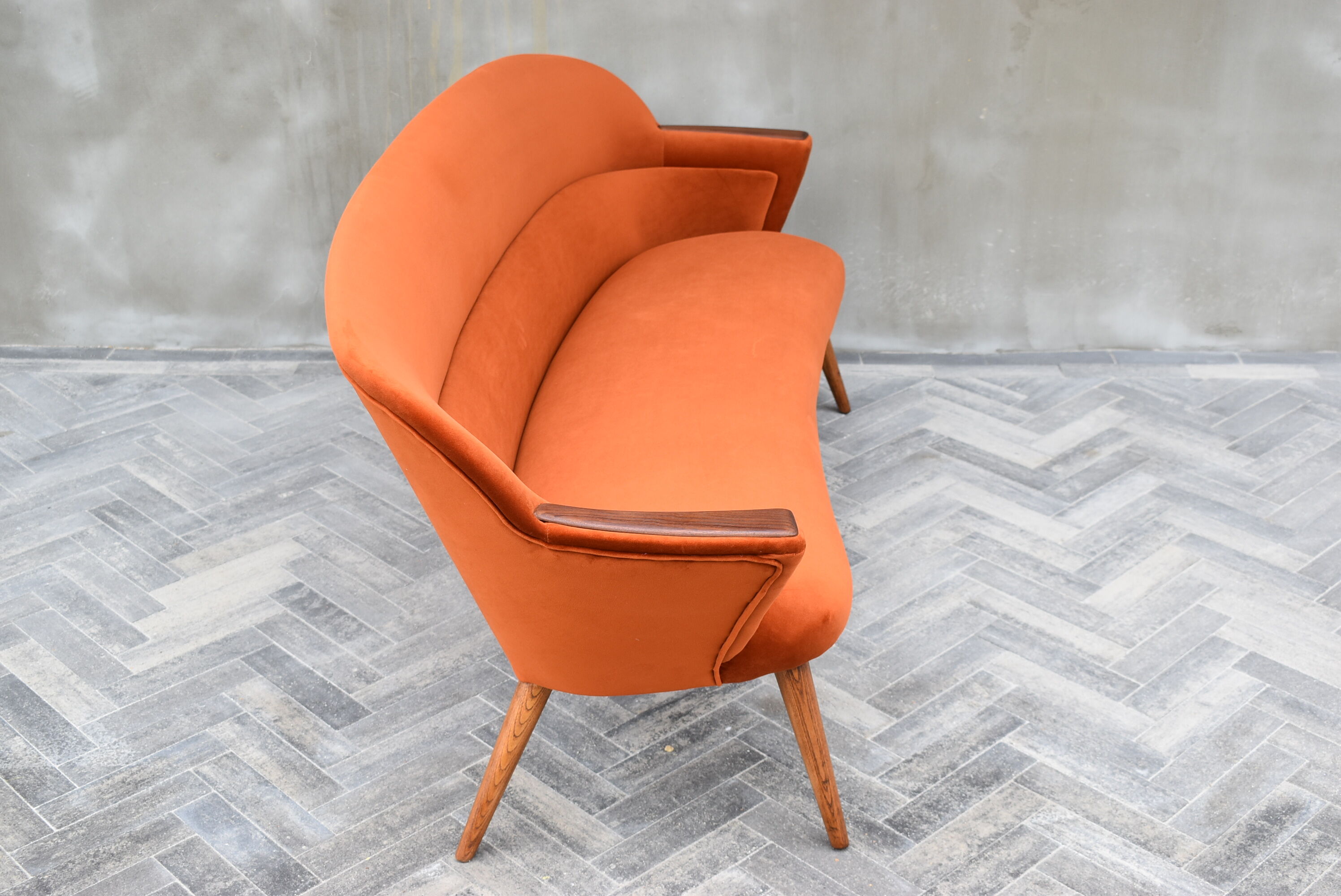 Vintage Sofa, 1960s, Russet Velvet