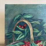 cherry canvas painting signed