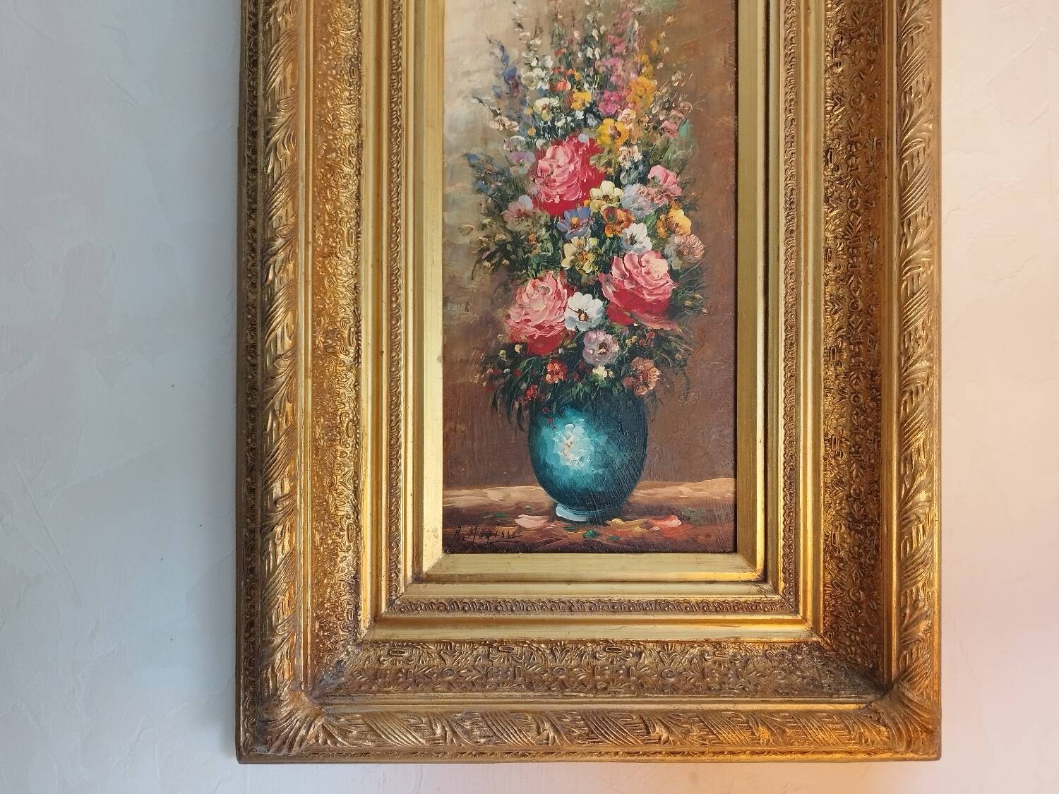 Oil on panel "Bouquet of flowers" signed Robert Mogisse