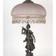 Lampe de style Art Nouveau avec sculpture en bronze et abat-jour en verre