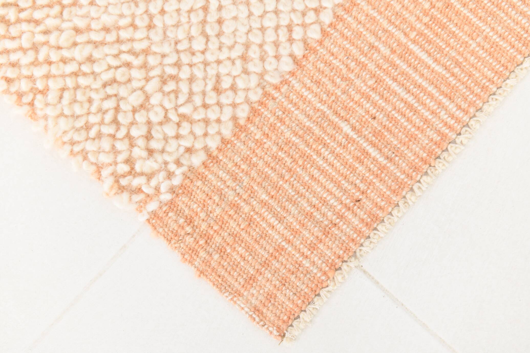 4x7 Salmon Beige Handmade Turkish Vintage Rug